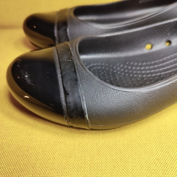 Crocs Patent Toe Black Ballet Flats Slip On Women's Shoes Size 7 - Picture 5 of 9